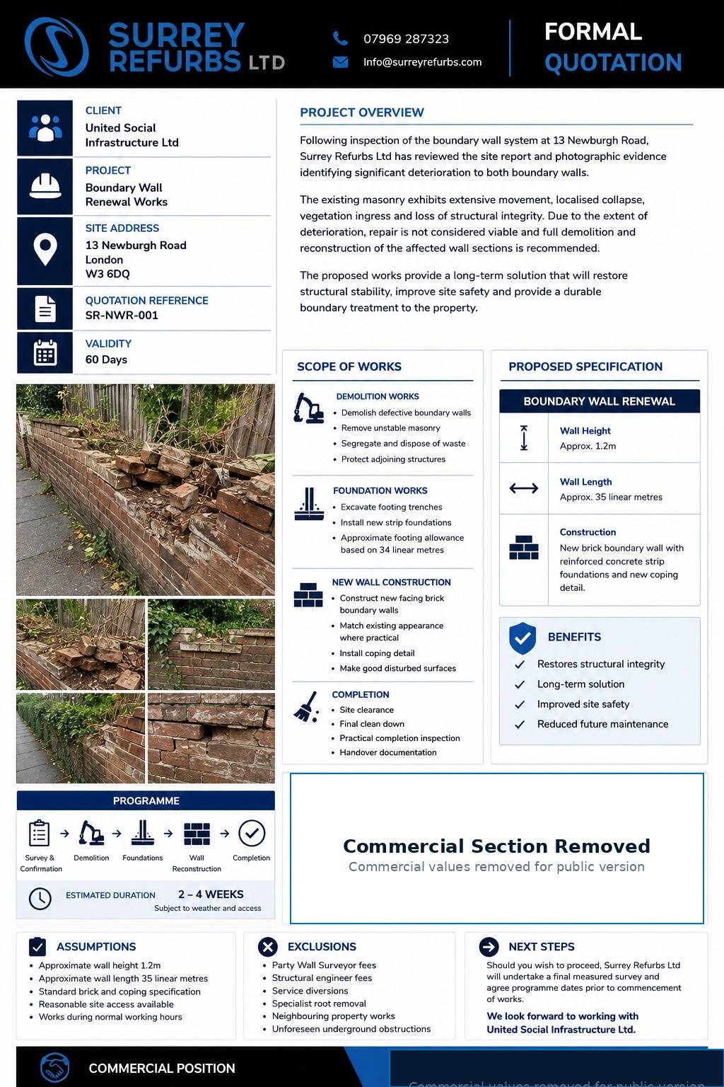 Boundary Wall Renewal project board